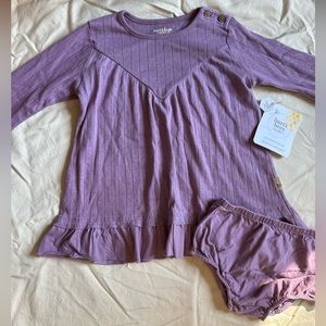 NWT Burt’s Bees Cotton purple ruffle knit dress
